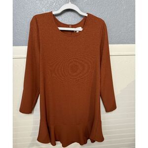 Mudpie Women's Brown Minimalist Casual U-neckline Snap Drop Waist Dress Sz Small
